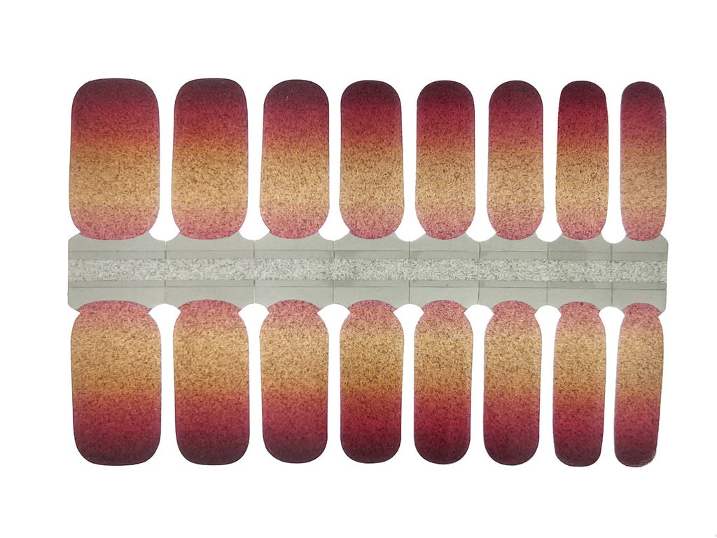 Ombre Red, Pink & Gold Glitter - Nail Wrap Set