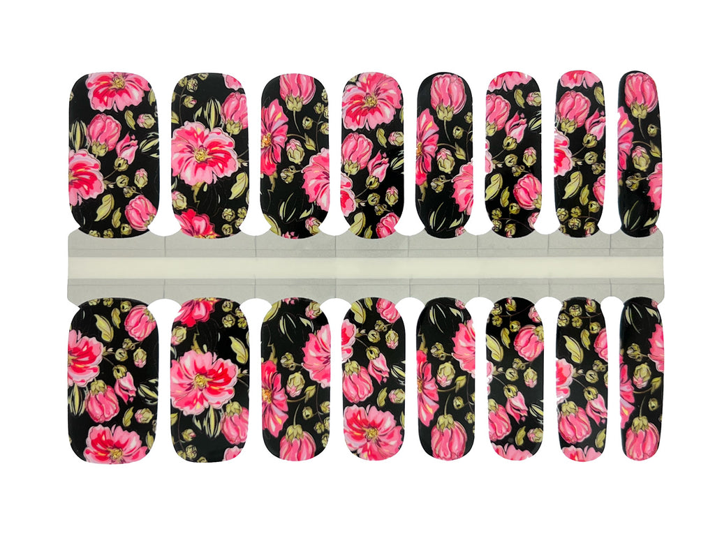 Pink Painted Flowers - Nail Wrap Set