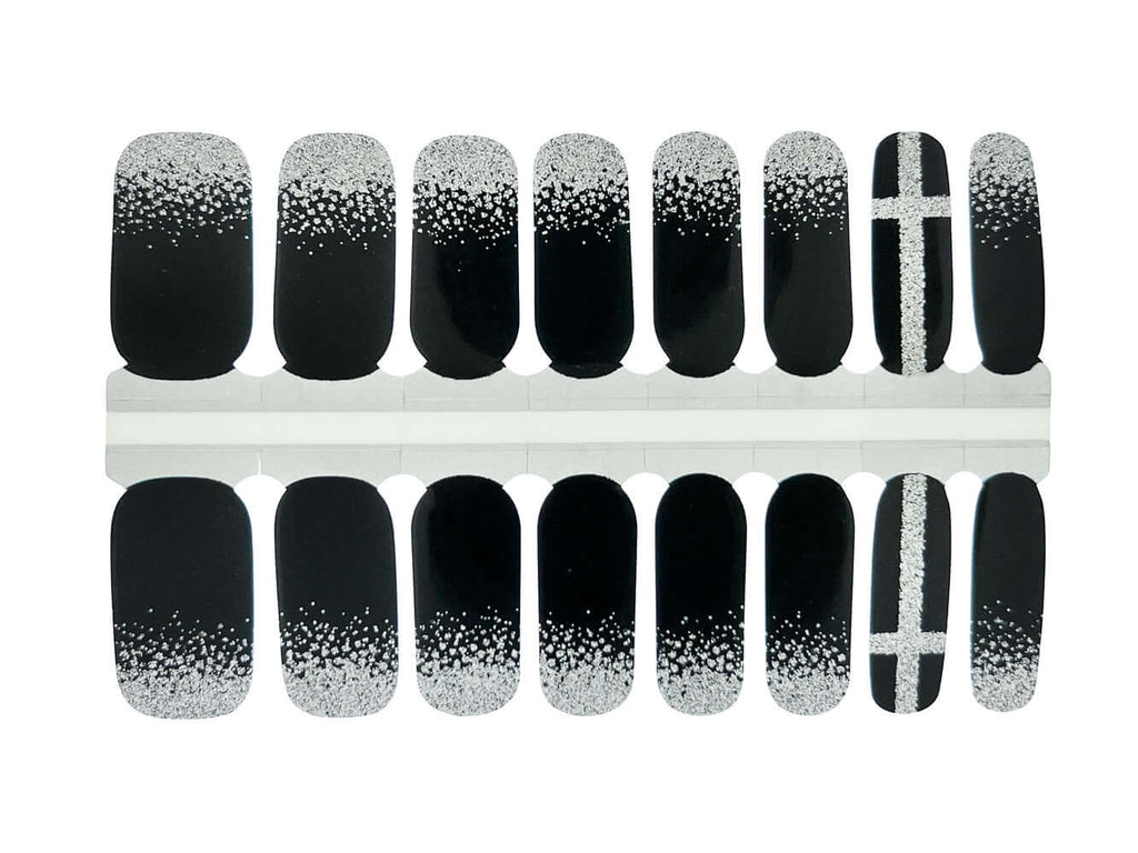 Black & Silver Glitter - Nail Wrap Set