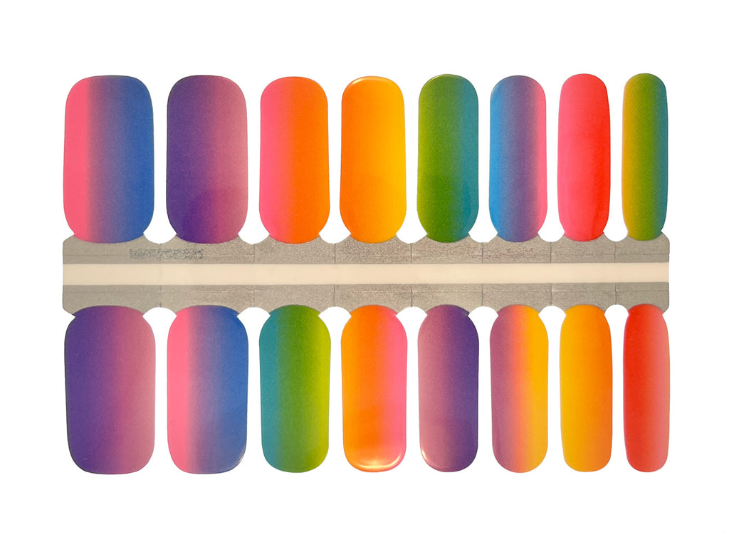 Ombre Horizontal Rainbow - Nail Wrap Set