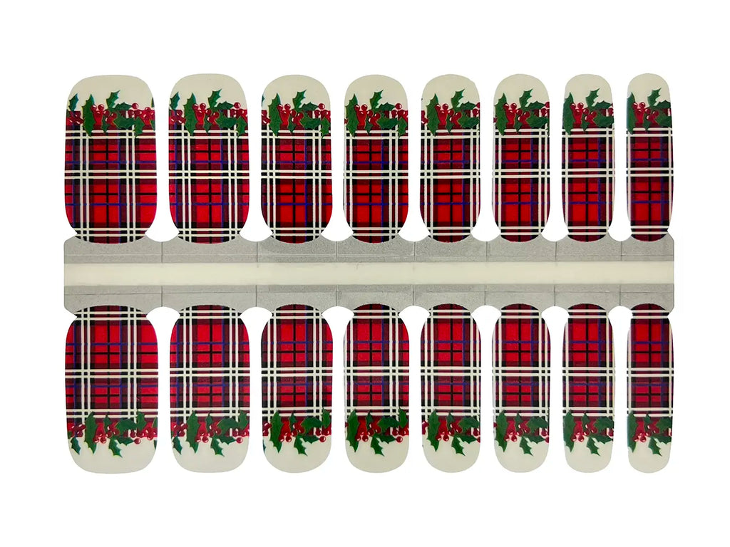 Red Plaid and Holly - Nail Wrap Set