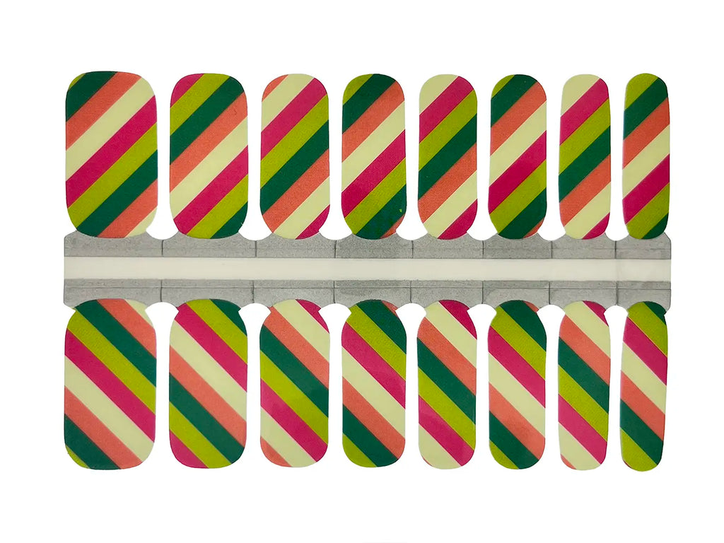 Christmas Wrap Diagonal Stripes - Nail Wrap Set