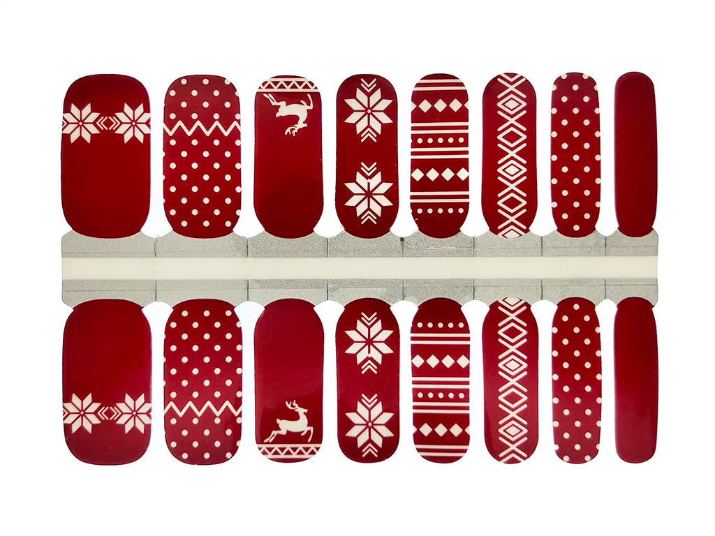 Classic Red and White Christmas Sweater  - Nail Wrap Set