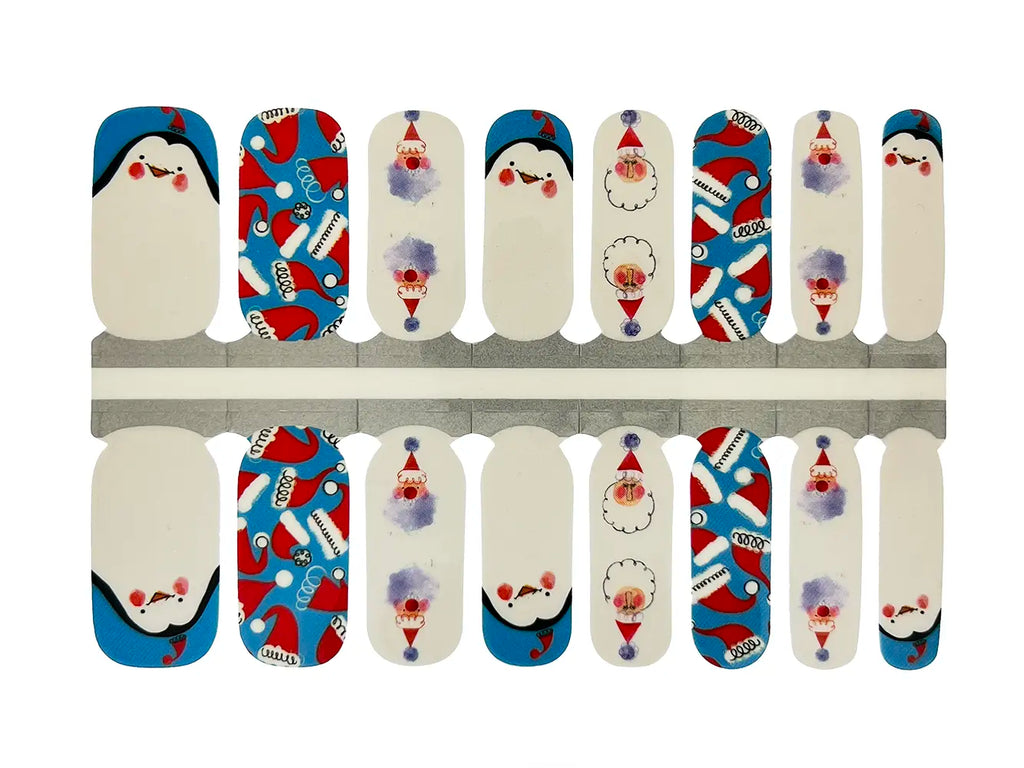 Cartoon Santa and Penguin - Nail Wrap Set
