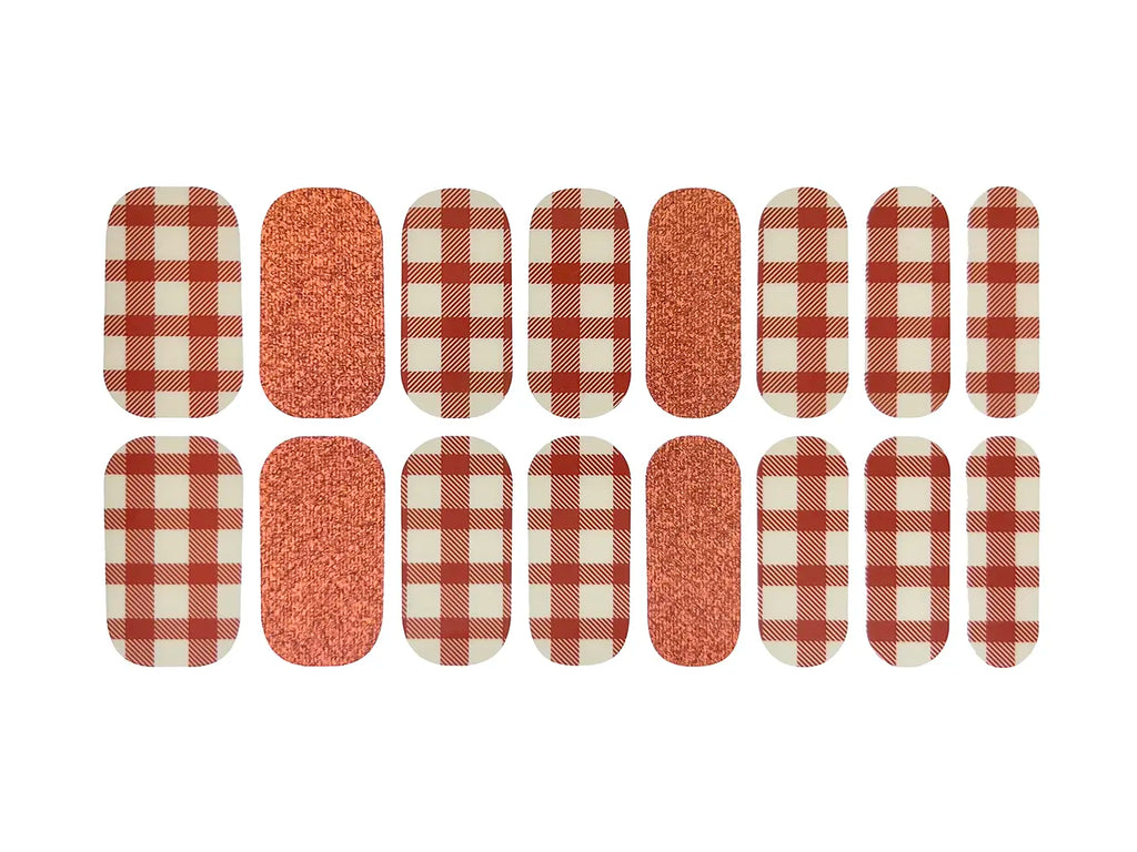 Red Plaid and Glitter - Nail Wrap Set