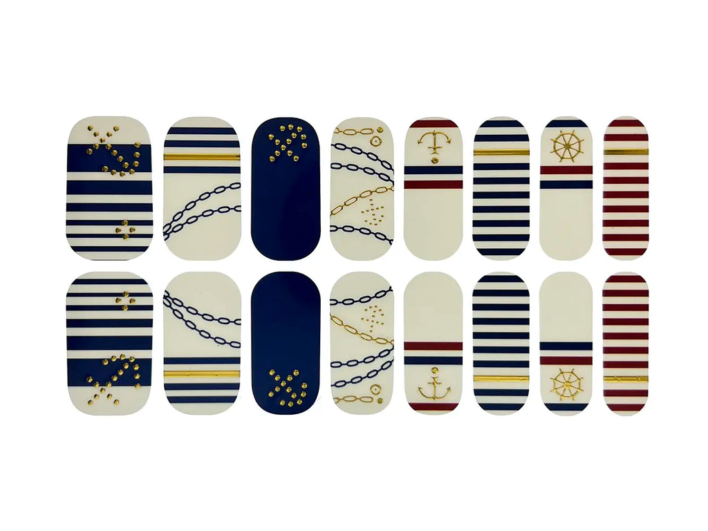 Nautical Chain, Anchors, and Captains Wheel - Nail Wrap Set