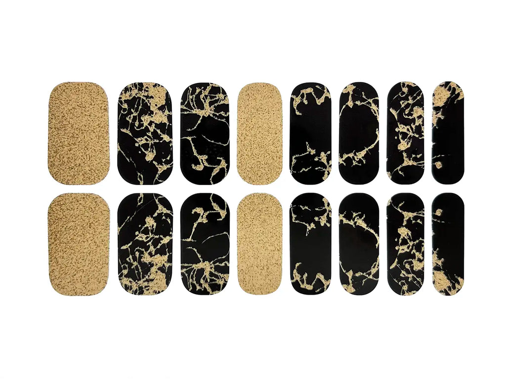 Abstract Gold on Black - Nail Wrap Set