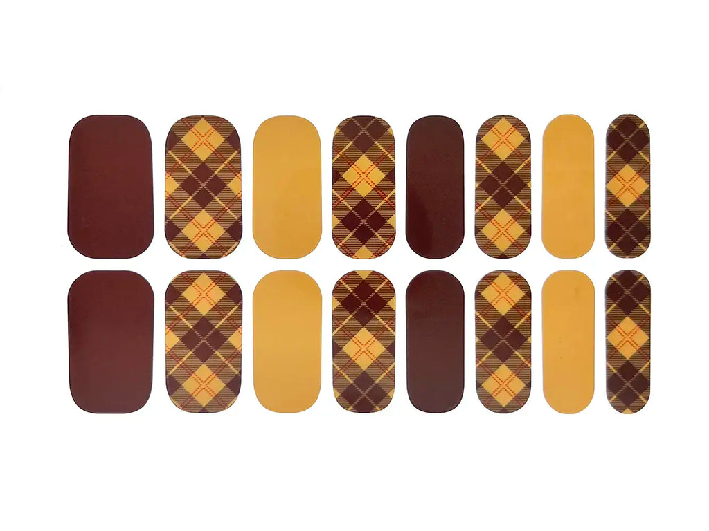 Clueless Brown and Yellow Plaid - Nail Wrap Set