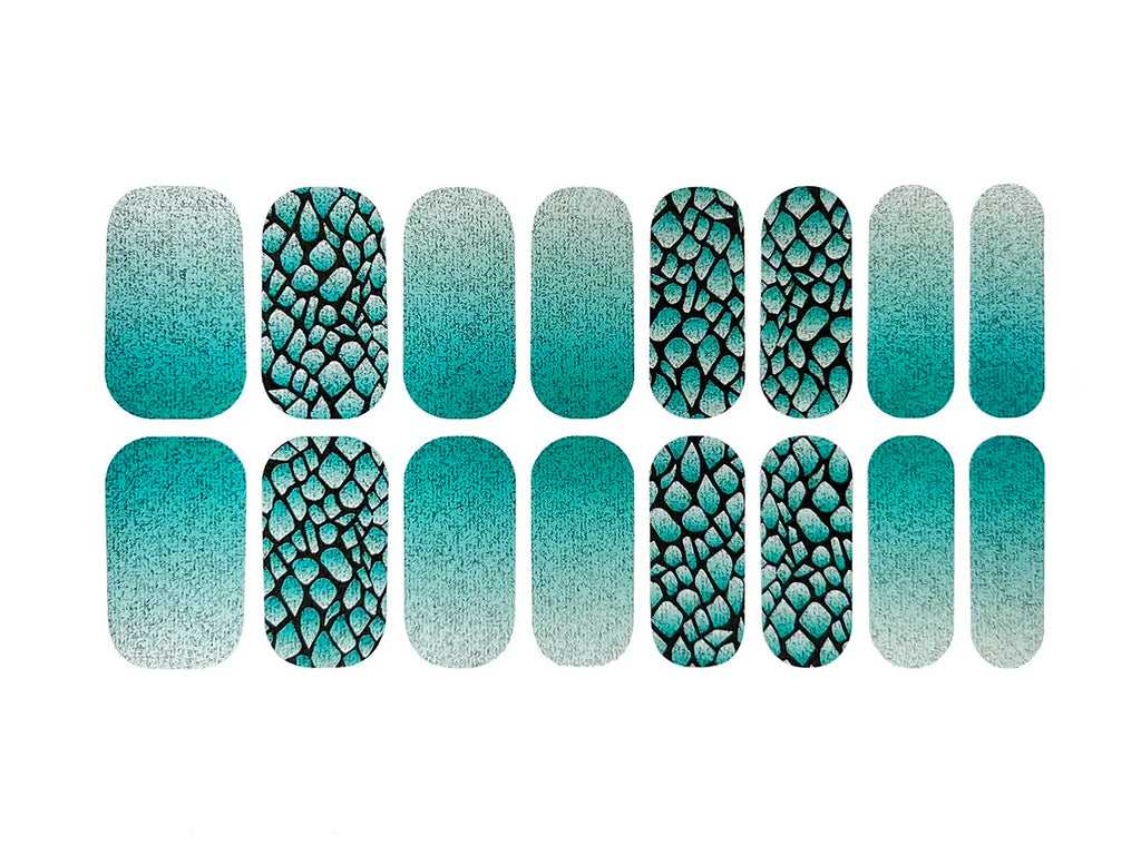 Ice Blue Ombre Glitter  - Nail Wrap Set