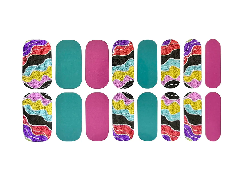 Waves of Color and Glitter - Nail Wrap Set