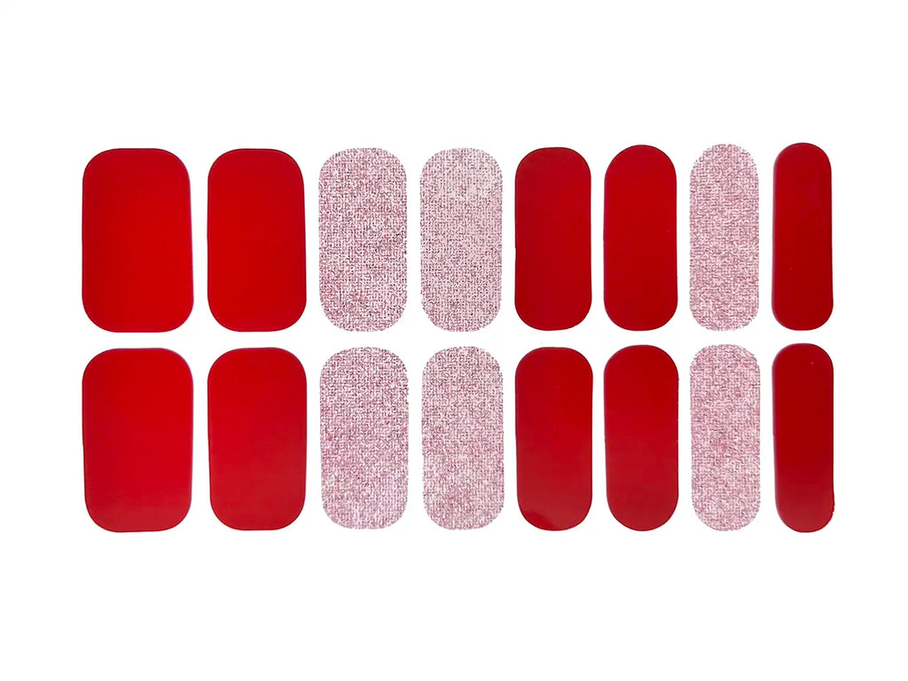 Solid Red and Pink Glitter - Nail Wrap Set