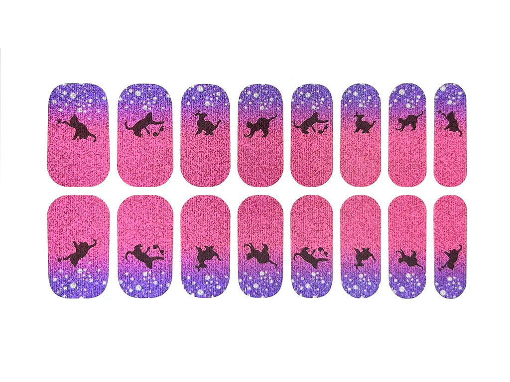 Ombre Glitter Cats - Nail Wrap Set