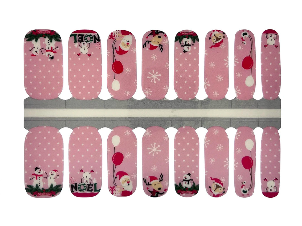 Pink, White and Red Christmas Critters Noel - Nail Wrap Set