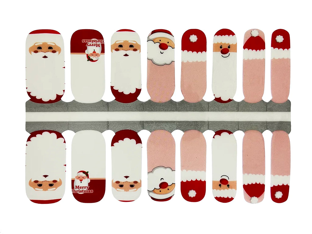 Red, White and Pink Santa Hats - Nail Wrap Set