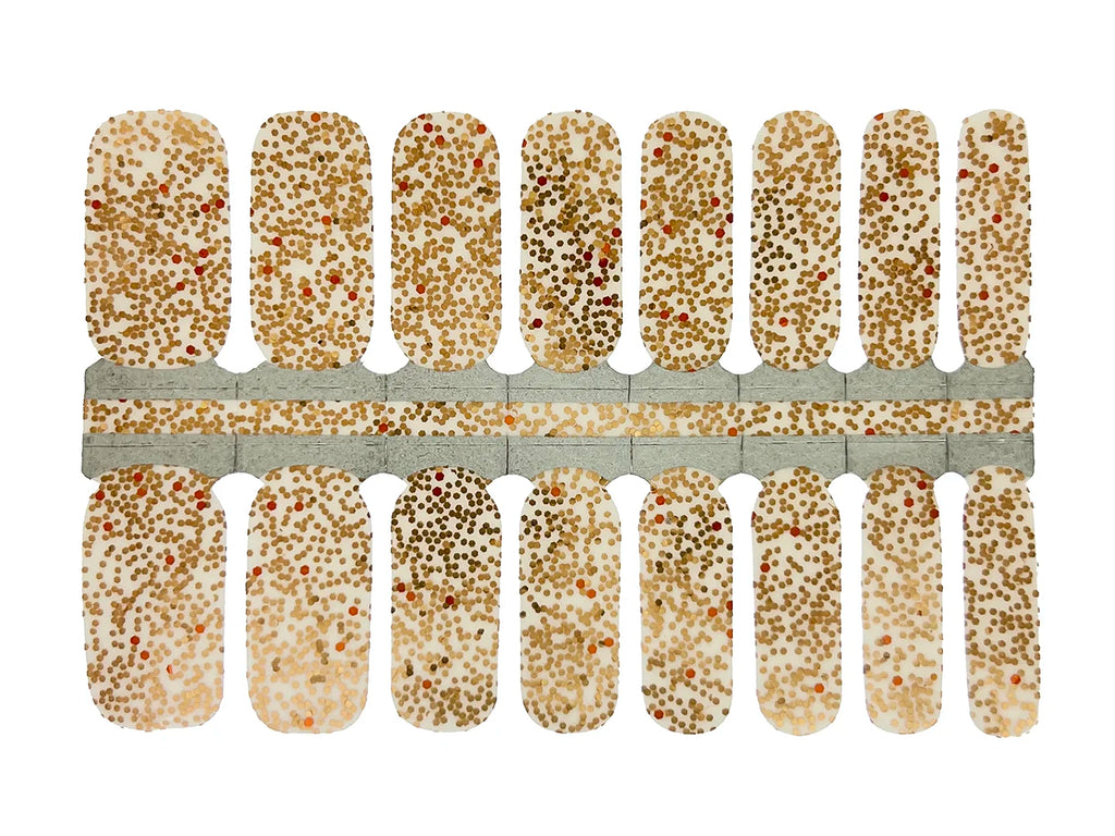 Gold Glitter with Pops of Rose Gold Clear Overlay - Nail Wrap Set