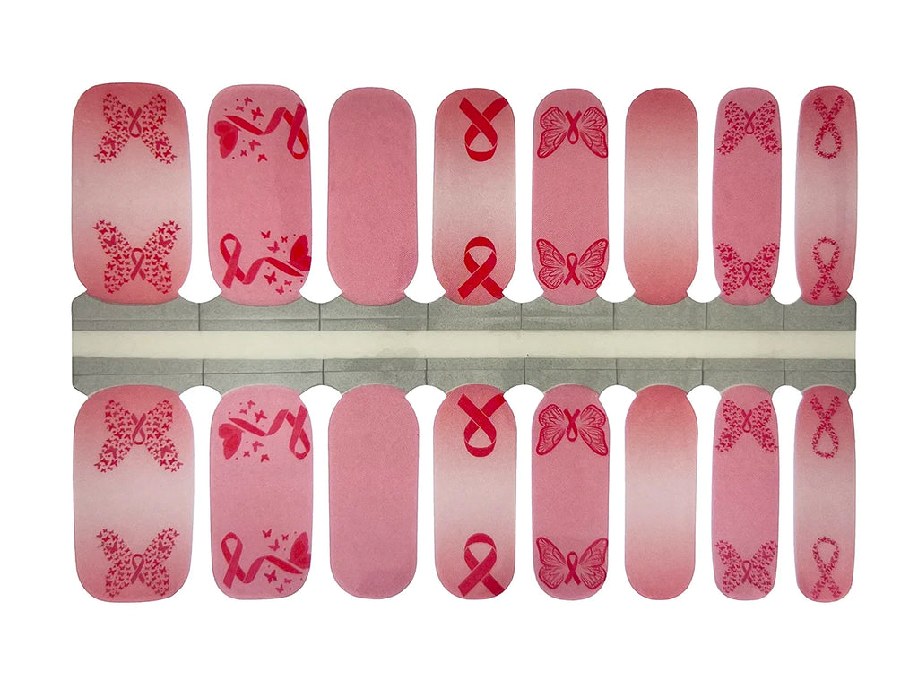 Pink Cancer Awareness and Butterflies - Nail Wrap Set