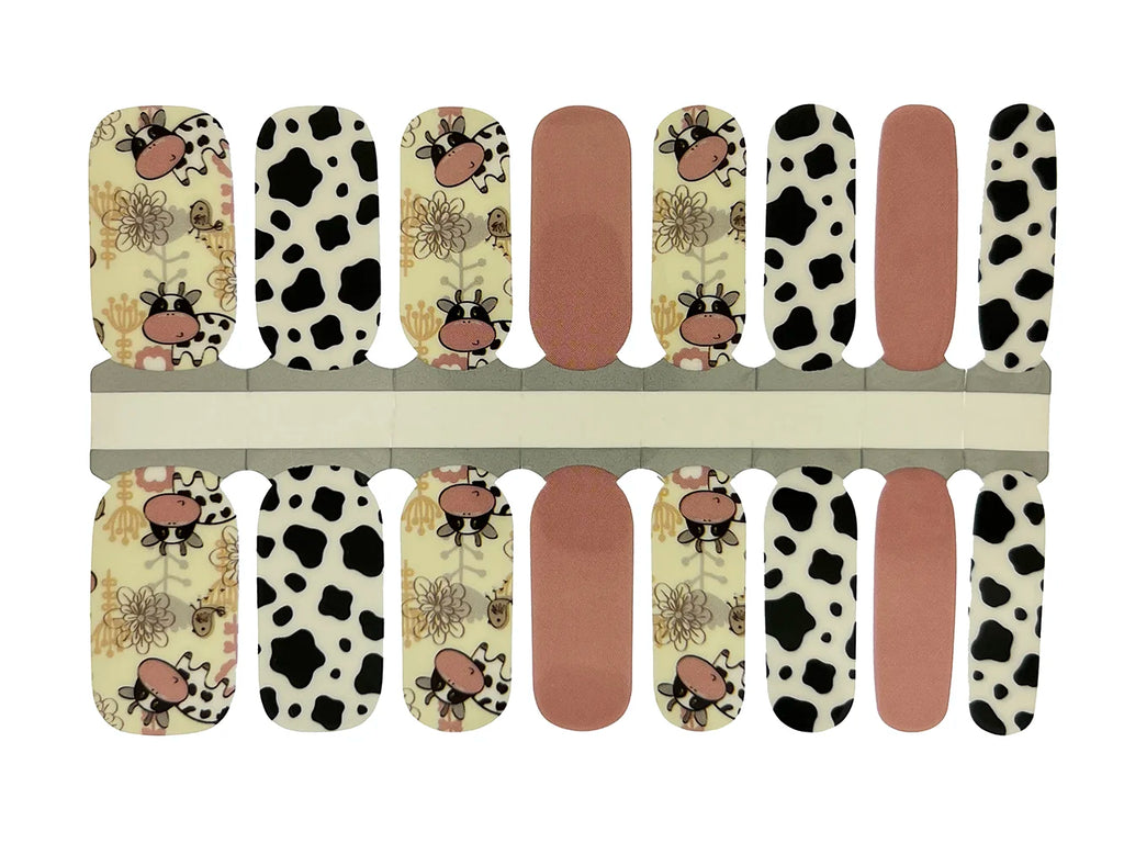 Black, White and Pink Cows - Nail Wrap Set