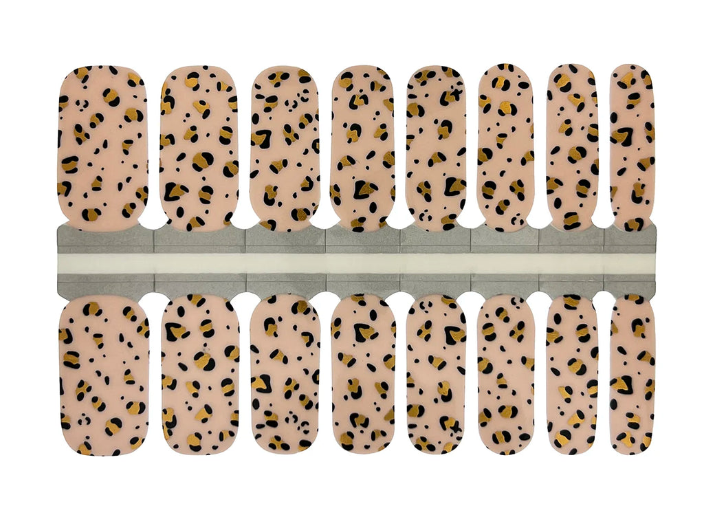 Pink, Black and Gold Leopard Print - Nail Wrap Set