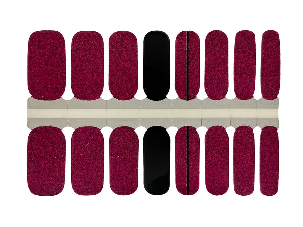 Magenta Glitter and Black Stripe - Nail Wrap Set