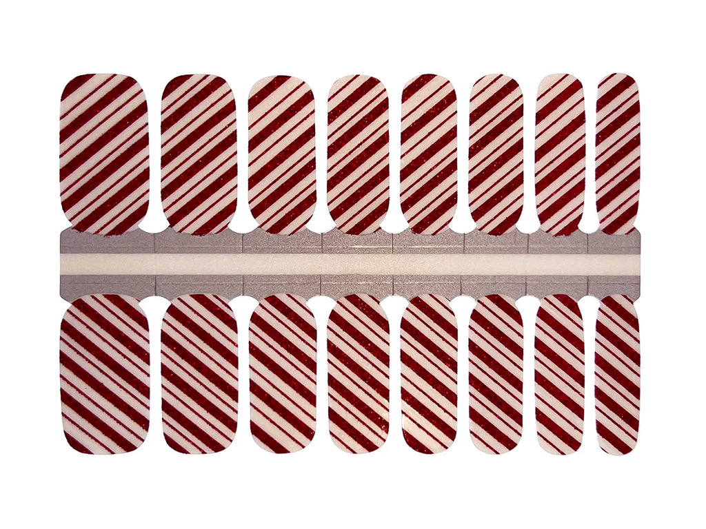 Red and White Candy Cane Stripes - Nail Wrap Set