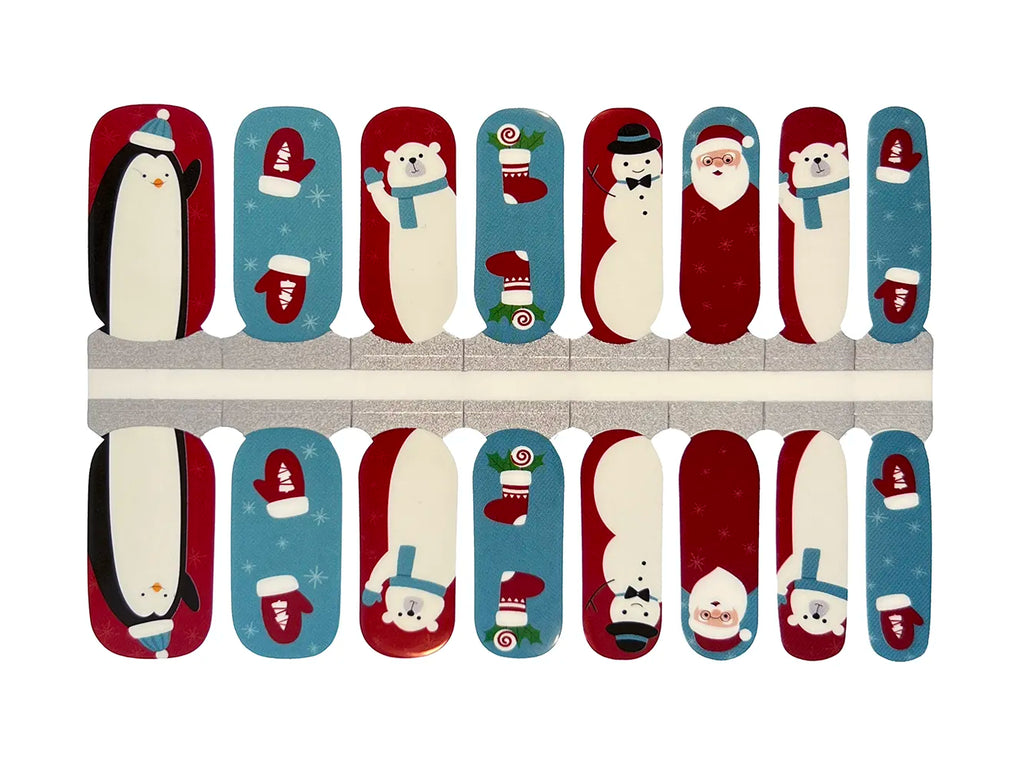 Waving Christmas Mittens and Friends - Nail Wrap Set
