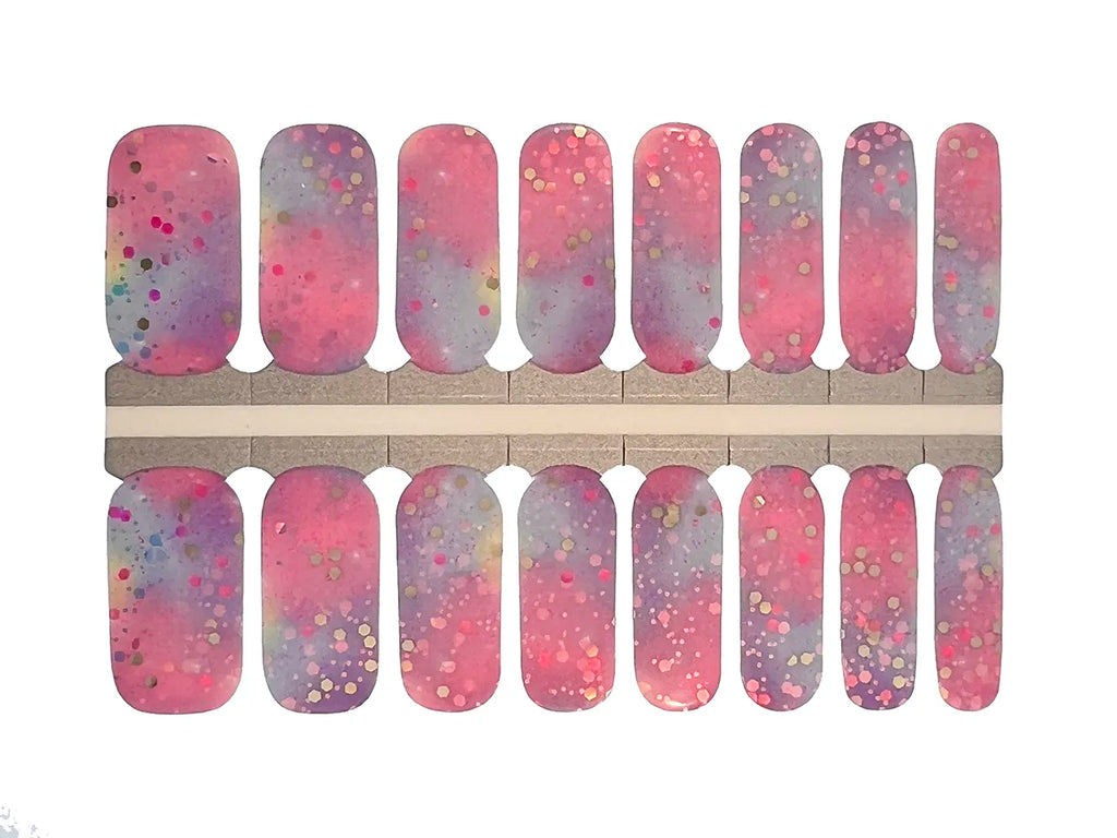 Pink and Purple Cotton Candy Sparkles - Nail Wrap Set