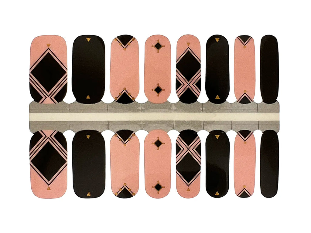 Pink and Black Art Deco - Nail Wrap Set