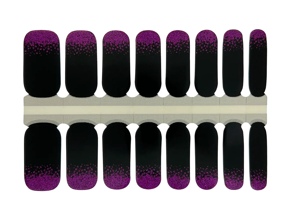Purple Glitter on Black - Nail Wrap Set