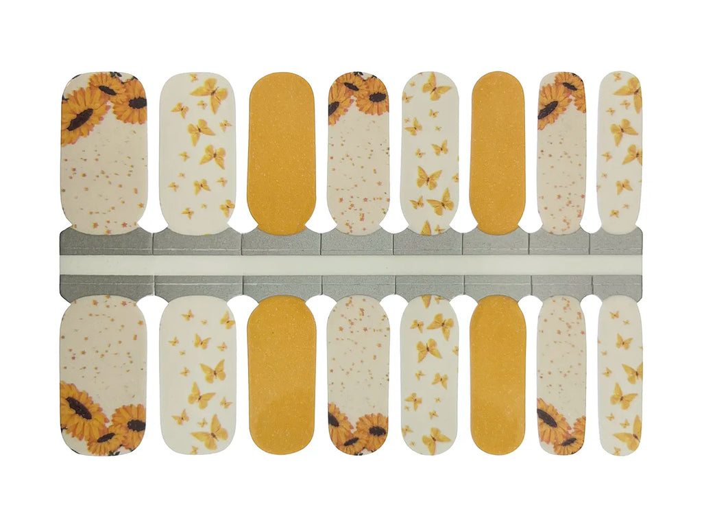 Yellow and White Butterflies and Sunflowers - Nail Wrap Set