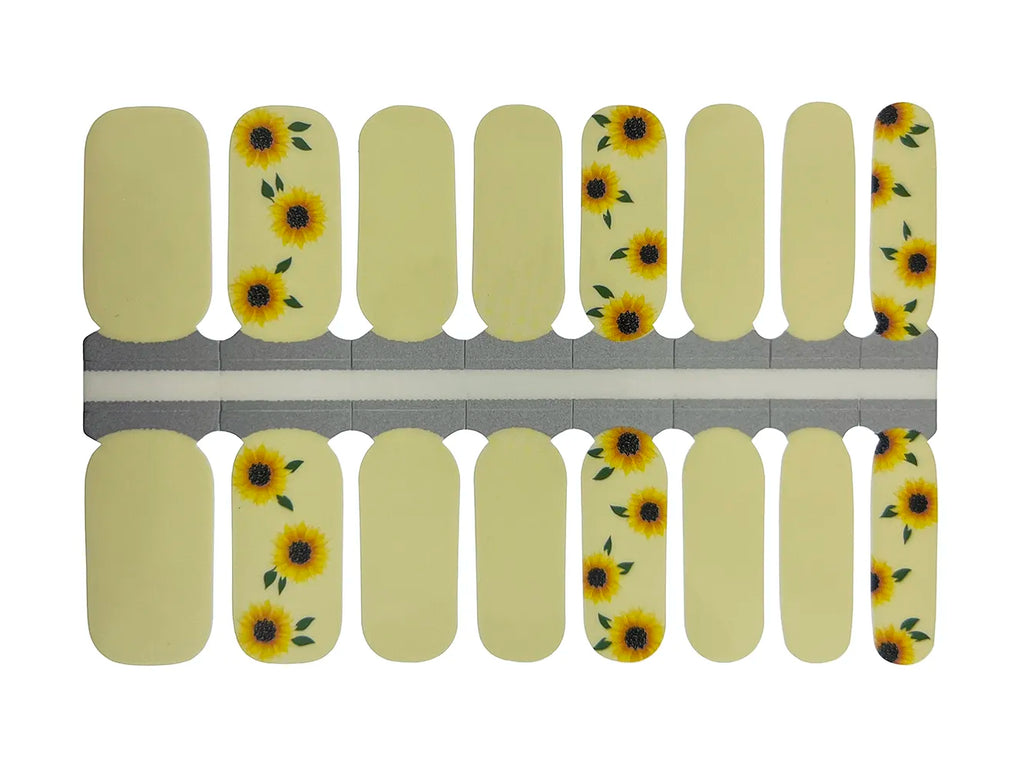 Yellow and Gold Sunflowers and Solids - Nail Wrap Set