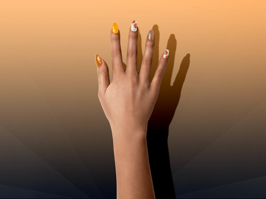 Orange Glitter Plaid Pumpkin - Nail Wrap Set